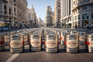 Distribuidor de cerveza Victoria entregando barril 30 litros en Madrid