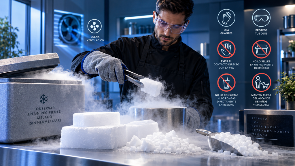 Seguridad para conservar y utilizar el hielo seco